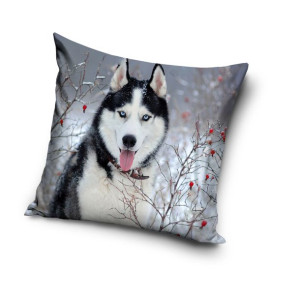 Poszewka na poduszkę dziecięca efekt 3D wymiary 40x40 pies husky PD181011A