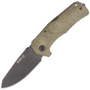 Nóż LionSteel TM1 Green Canvas Micarta, Black Sleipner by Molletta (TM1B CV