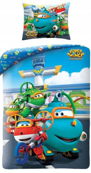 Pościel dziecięca bawełniana 140x200  2-częściowa samoloty Super Wings 3