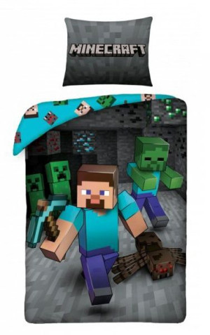 Pościel dziecięca bawełniana 140x200  2-częściowa Minecraft MNC207