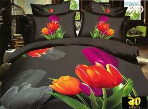 Pościel 3D rozmiar 160x200 4-częściowa kwiaty CW-FSH1604-5 tulipany