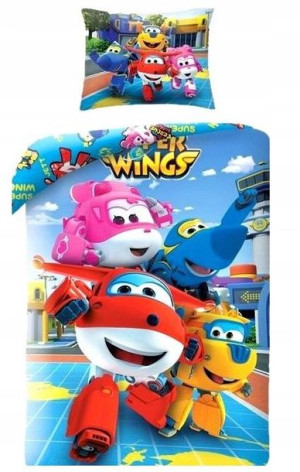 Pościel dziecięca bawełniana 140x200  2-częściowa samoloty Super Wings  2