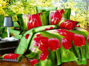 Pościel z efektem 3D rozmiar 160x200  4-częściowa wzór 157-1 tulipany