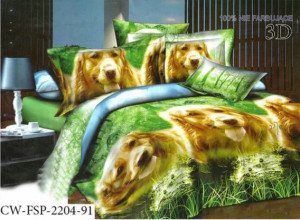 Pościel satyna bawełniana 200x220 4-częściowa CW-FSP-2204-91 pieski