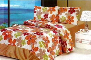 Pościel flanelowa pluszowa 3D 200x220  3-częściowa kwiaty CW-GDM2203-18
