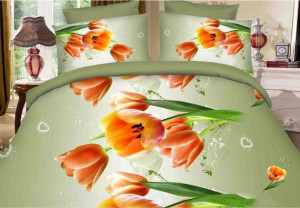 Pościel z efektem 3D rozmiar 160x200  4-częściowa wzór 739-5 tulipany