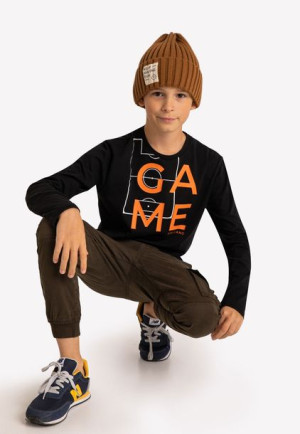 Czarny longsleeve chłopięcy z nadrukiem L-MAG JUNIOR 134-140