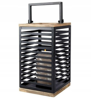 Latarnia Lampion Metalowy Na Świece Loft Czarny