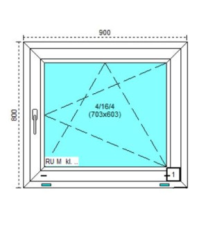 Tanie okno PCV RU Białe 90x80