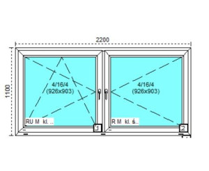 Tanie okno PCV RU+R Białe 220x110