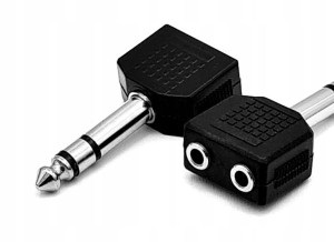 Adapter redukcja jack 6,3mm wtyk -2x gniazdo 3,5