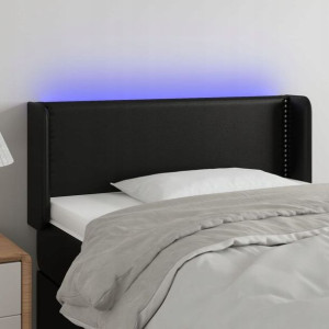 Zagłówek do łóżka z LED, czarny, 103x16x78/88cm, s