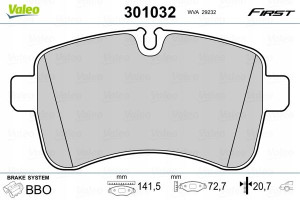 VALEO 301032 Zestaw klocków hamulcowych, hamulce t