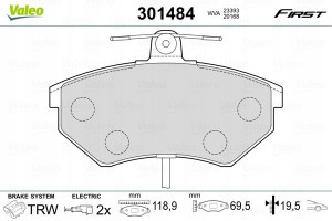 VALEO 301484 Zestaw klocków hamulcowych, hamulce t