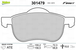 VALEO 301479 Zestaw klocków hamulcowych, hamulce t