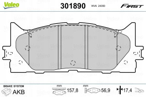 VALEO 301890 Zestaw klocków hamulcowych, hamulce t