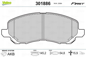 VALEO 301886 Zestaw klocków hamulcowych, hamulce t