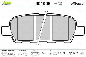 VALEO 301009 Zestaw klocków hamulcowych, hamulce t