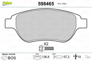 VALEO 598465 Zestaw klocków hamulcowych, hamulce t