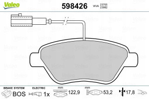 VALEO 598426 Zestaw klocków hamulcowych, hamulce t