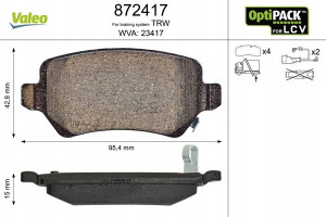 VALEO 872417 Zestaw klocków hamulcowych, hamulce t