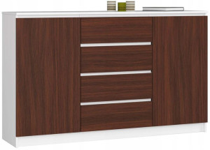 Komoda Szafka 4 Szuflady K 160 Cm 2d Biała Wenge