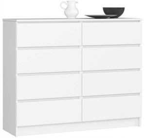 Komoda Z 8 Szufladmi K 120 Cm Biała
