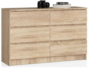 Komoda Z 6 Szufladami K 140 Cm Dąb Sonoma