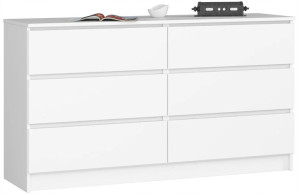 Komoda Z 6 Szufladami K 140 Cm Biała