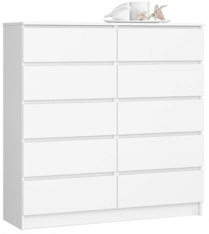 Komoda Z 10 Szufladami K 120 Cm Biała