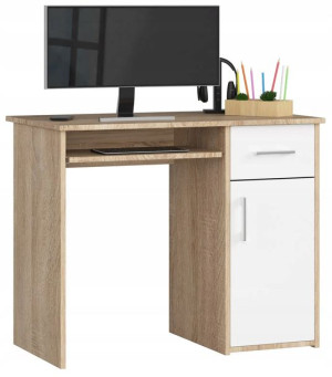 Biurko Komputerowe Klasyczne Pin 90cm Sonoma Białe