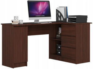 Biurko Narożne Z Szufladami Prawe B20 155 Cm Wenge