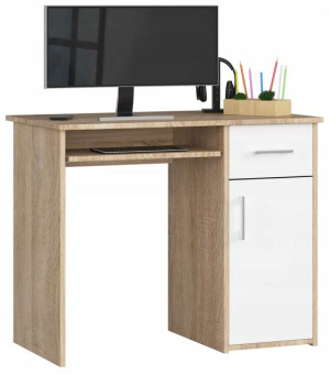Biurko Komputerowe Klasyczne Pin 90cm Sonoma Białe