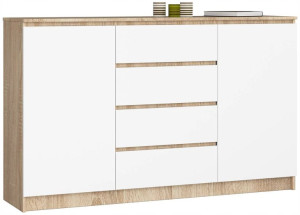 Komoda Szafka 4 Szuflady K 160 Cm 2d Sonoma Biała