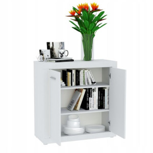Komoda Biała Dwudrzwiowa 90 Cm + Led