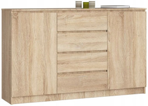 Komoda Szafka 4 Szuflady K 160 Cm 2d Dąb Sonoma
