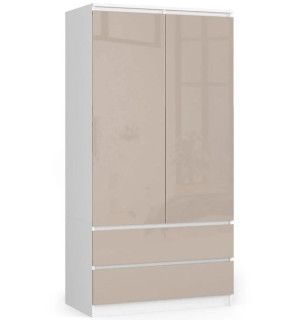 Szafa S 90 cm 2 drzwi 2 szuflady - biała-cappuccin