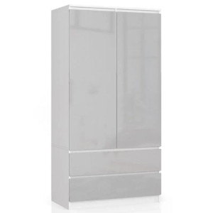 Szafa S 90 Cm 2 Drzwi 2 Szuflady Biała / Metalik P