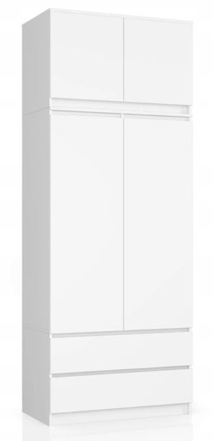 Szafa Z Nadstawką S 90 Cm 2 Drzwi 2 Szuflady Biała