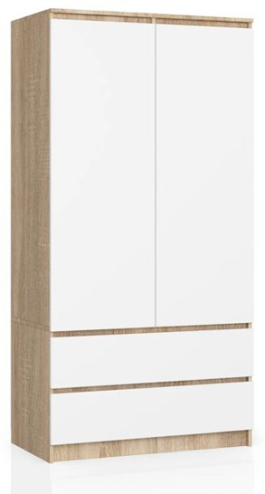 Szafa S 90 Cm 2 Drzwi 2 Szuflady Sonoma / Biała