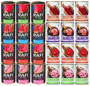Mokra Karma Dla Psa Rafi Puszki Mix Smaków 24x400g