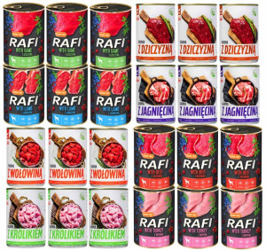 Mokra Karma Dla Psa Rafi Puszki Mix Smaków 24x400g