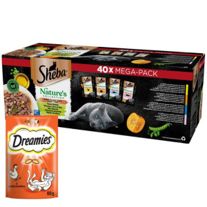 SHEBA Natures Mix smaków w sosie 40x85g+dreamies