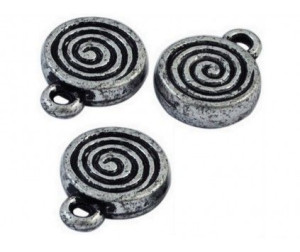 Zawieszka Kółko 13x10mm k. srebrny antyczny 6sztuk akryl