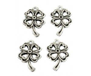 Zawieszka Koniczyna 26x16mm k. srebrny antyk. 4sztuki akryl