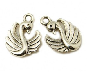 ZAWIESZKA metalowa ŁABĘDŹ 17mm 3szt CHARMS