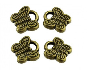 ZAWIESZKA MOTYL 11mm k. złoty antyczny 10szt