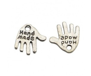 Zawieszka metal HAND MADE RĘKA DŁOŃ 13x12mm 6szt