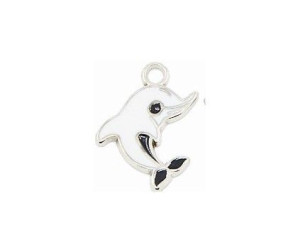 Zawieszka emaliowana DELFIN 27x20x2mm 1szt biały