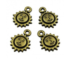 Zawieszka Słońce 17x14mm złoty antyczny 4szt akryl